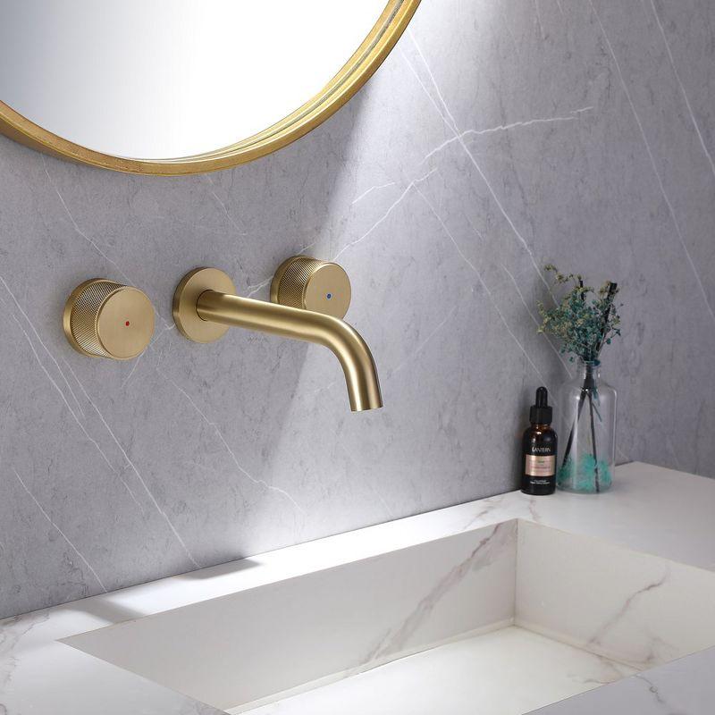 BWE Two-Handle Wall Mounted Bathroom Faucet in Brushed Gold