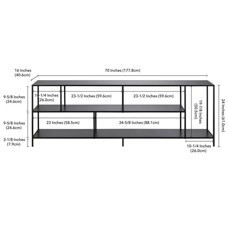 70" Black Bronze TV Stand with Metal Shelves - Henn&Hart