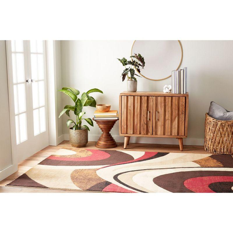 Tribeca Brown and Red Abstract Rectangular Area Rug