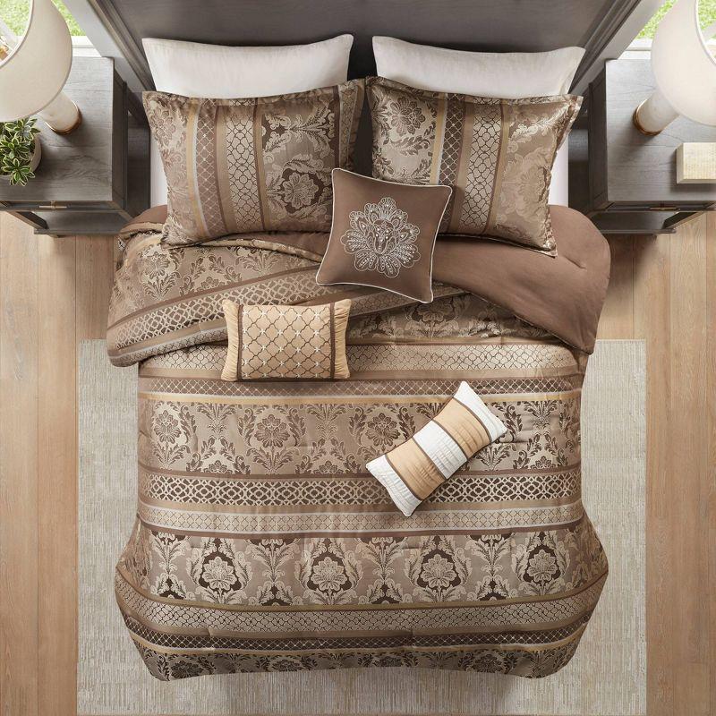 Bellagio Brown and Gold Queen Jacquard Comforter Set