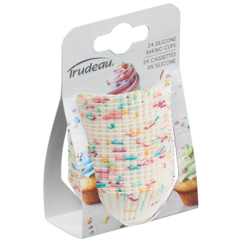 Trudeau Structure White Confetti Silicone Mini Muffin Baking Cups, Set of 24