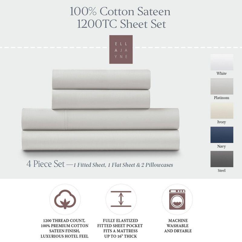 Platinum Queen 100% Cotton Sateen Deep Pocket Sheet Set