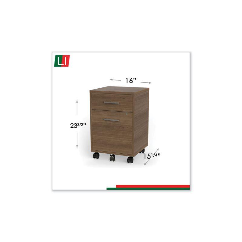 Natural Walnut Mobile 2-Drawer Lockable File Pedestal