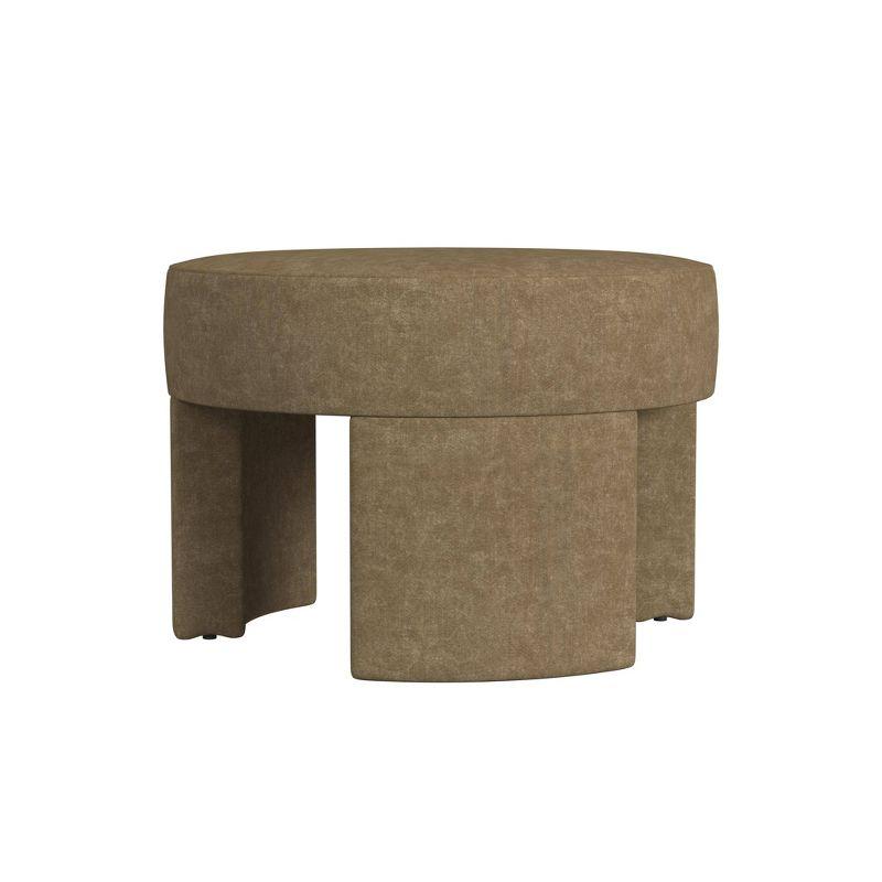 Sophia Ottoman Mocha - HomePop: Velvet Upholstered, Footrest, Round Bench, No Assembly Required