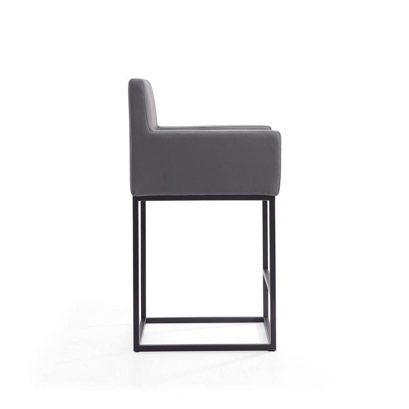 Ambassador Metal Counter Height Barstool Gray - Manhattan Comfort: Upholstered, Fixed Height, Footrest