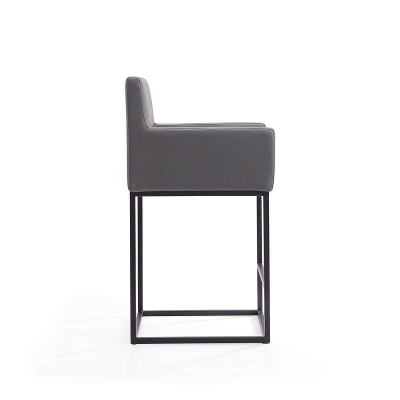 Ambassador 38" Grey and Black Leather Metal Barstool