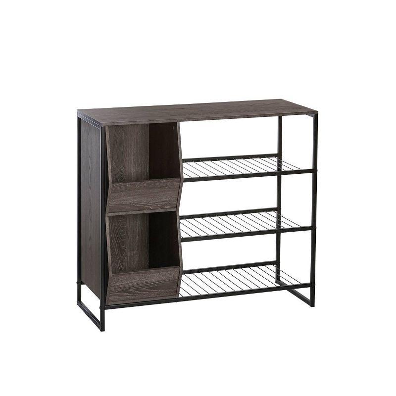 Afton Entryway Shoe Storage Organizer with 3 Shoe Racks and 2 Shoe Organizer Boxes Weathered Woodgrain - RiverRidge Home