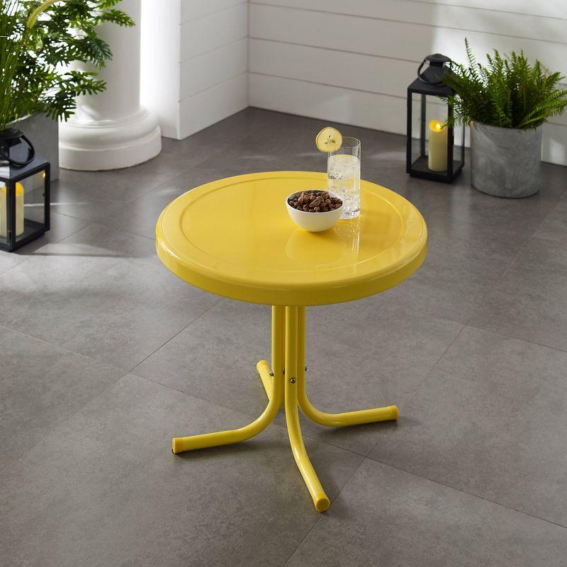 Bright Yellow Gloss Retro Metal Patio Side Table