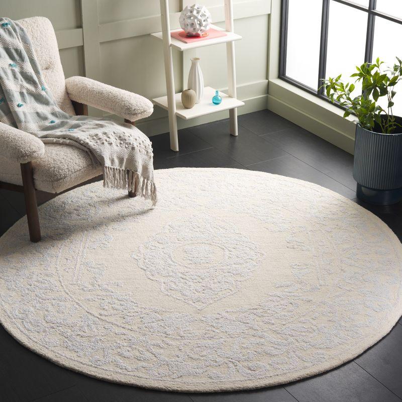 Abstract ABT279 Handmade Tufted Area Rug - Beige/Grey - 6' X 6'  Round - Safavieh