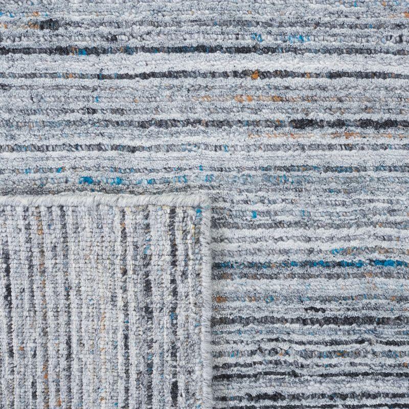 Elegant Gray Abstract Hand-Loomed 8' x 10' Wool-Viscose Blend Rug