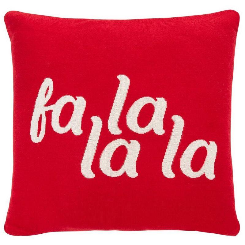 Red and White Cotton Christmas Throw Pillow