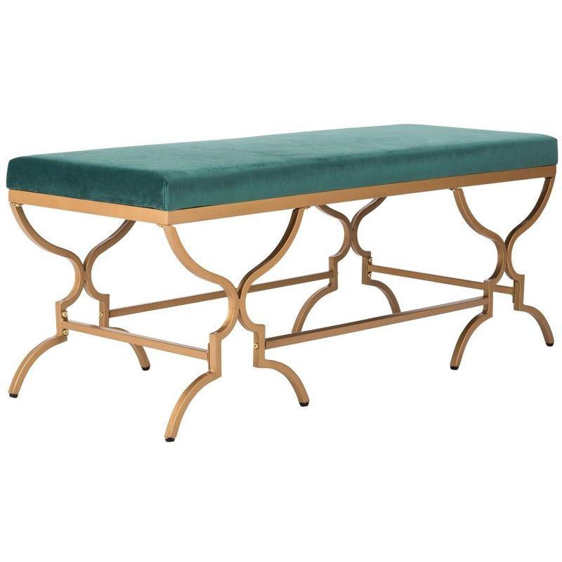 Emerald Velvet & Liquid Gold 46" Transitional Rectangular Bench