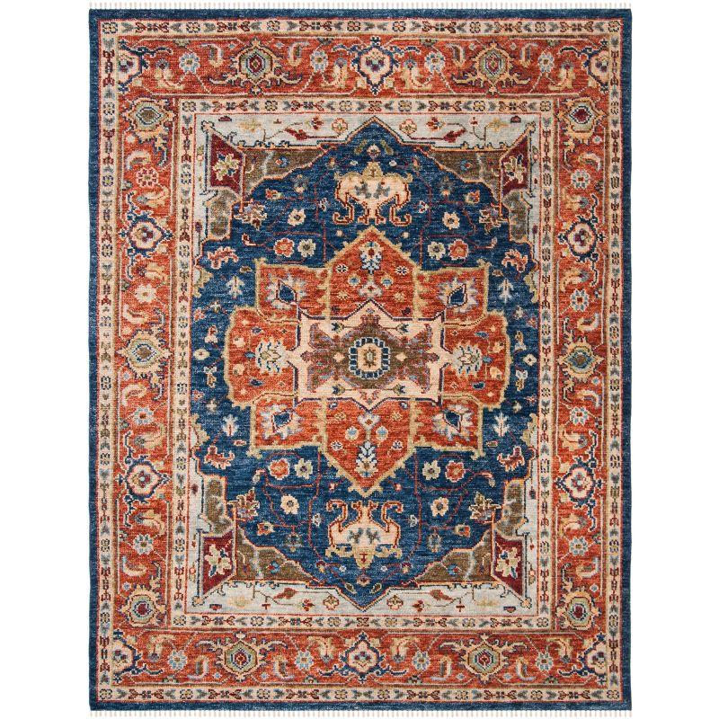 Samarkand SRK114 Hand Knotted Area Rug - Navy/Rust - 8'x10' - Safavieh.