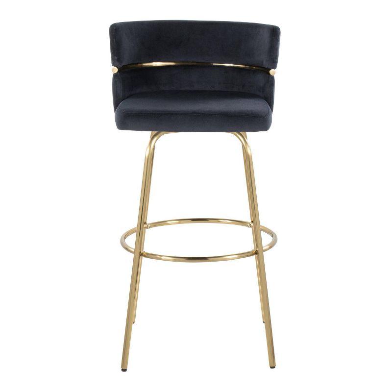LumiSource Set of 2 Cinch-Claire Barstools Gold/Black: Velvet Upholstery, Swivel Function, Metal Legs