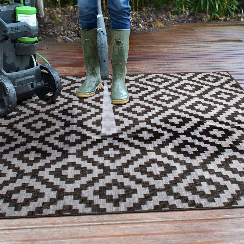 World Rug Gallery Contemporary Geometric Trellis Indoor/Outdoor Area Rug - GRAY 5' X 7'