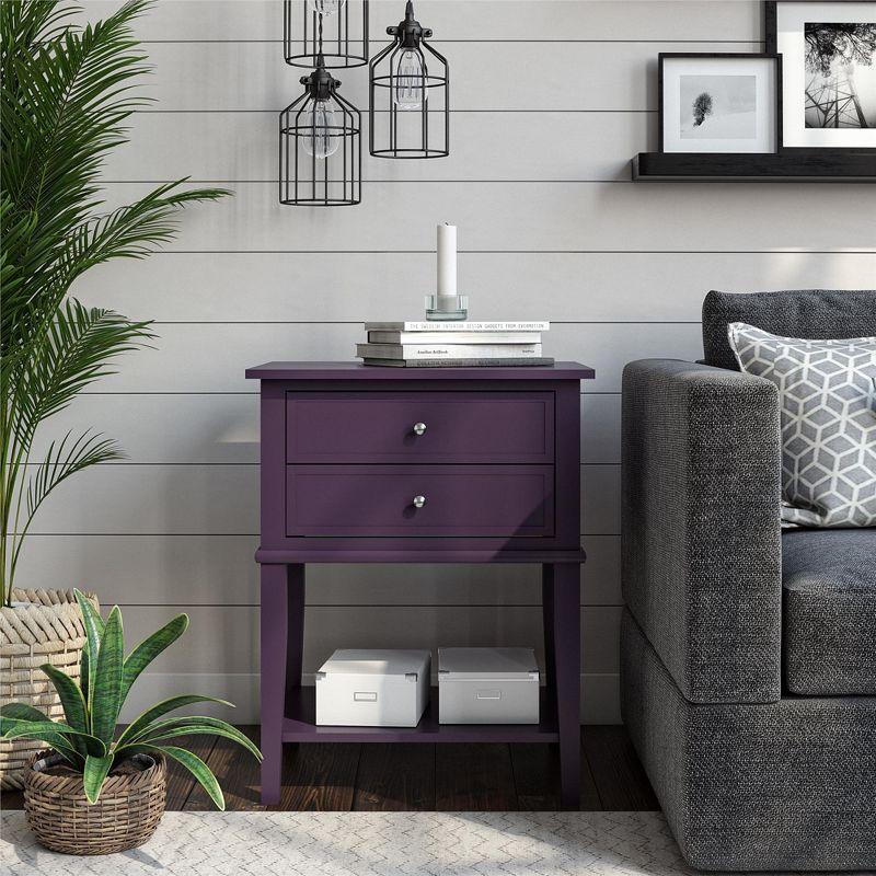 Franklin Traditional Purple Accent Table with Dual Storage Drawers