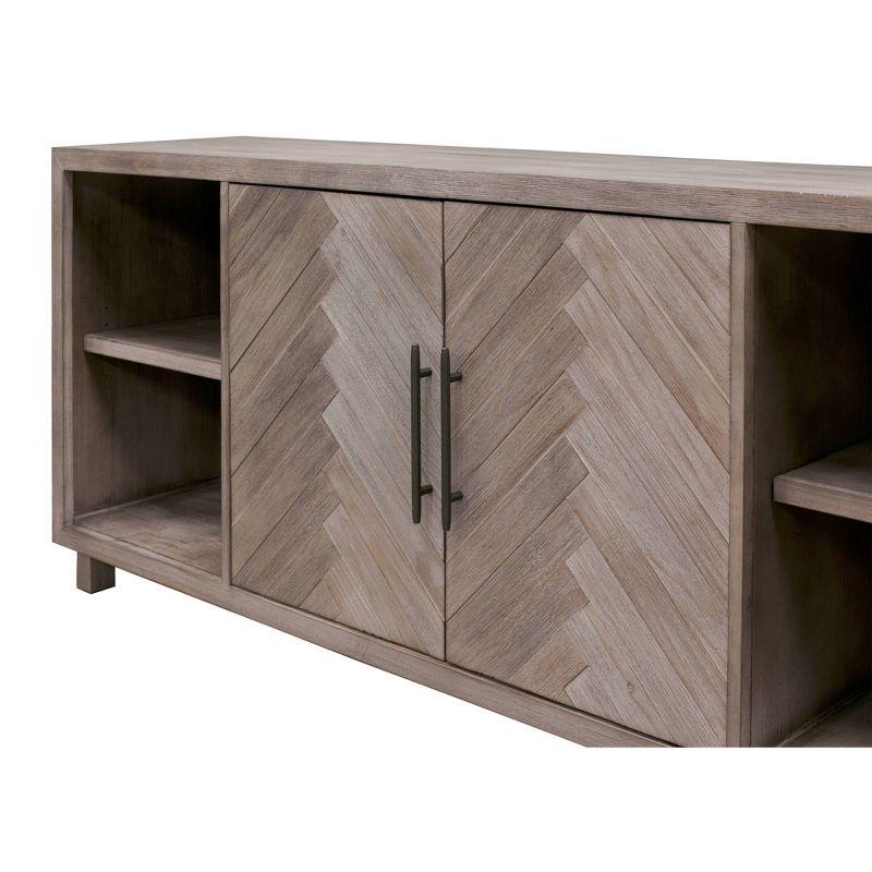 Palisades 2 Door Console TV Stand for TVs up to 80" Gray - Martin Furniture: Herringbone Pattern, Iron Hardware