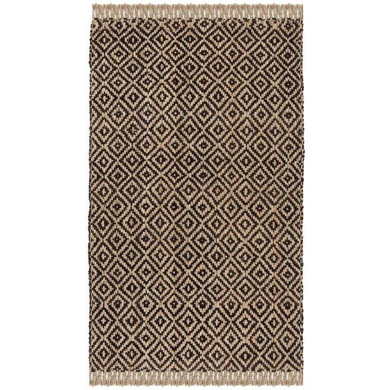 Handmade Brown and Natural Jute Diamond Area Rug