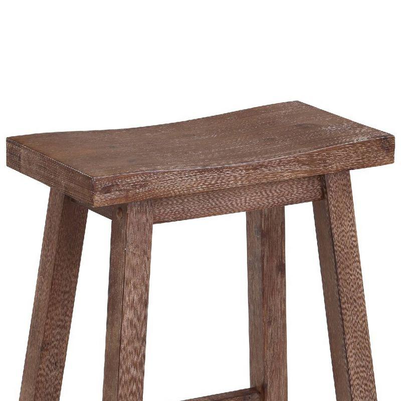 Wooden Frame Saddle Seat Counter Height Stool Brown - Benzara: Transitional Style, Grain Detail, Solid Hardwood