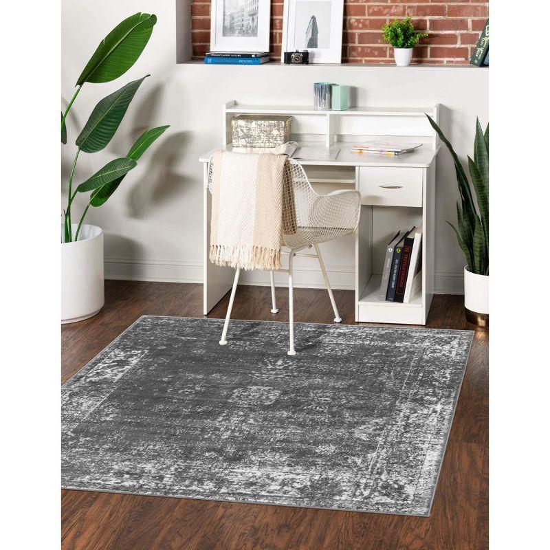 Unique Loom 8' 0 x 8' 0 Sofia Casino Dark Gray Area Rug