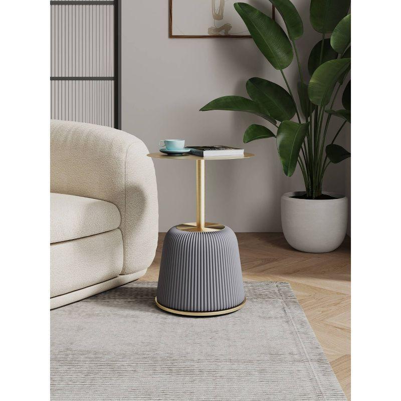 Manhattan Comfort Anderson Modern Leatherette Upholstered End Table with Gold Tabletop Gray: Stainless Steel, No Assembly Required