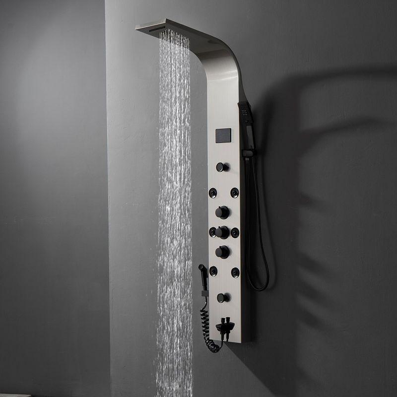 BWE 8-Jet Rainfall Shower Panel System with Rainfall Waterfall Shower Head and Shower Wand in