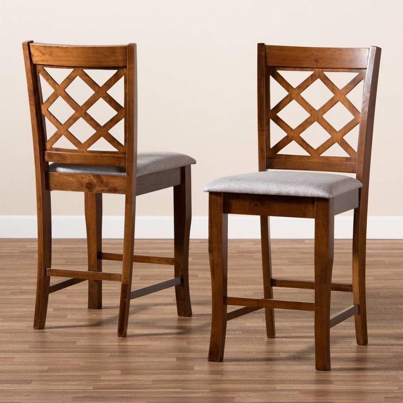 Set of 2 Aria Pub Chair Gray/Walnut - Baxton Studio