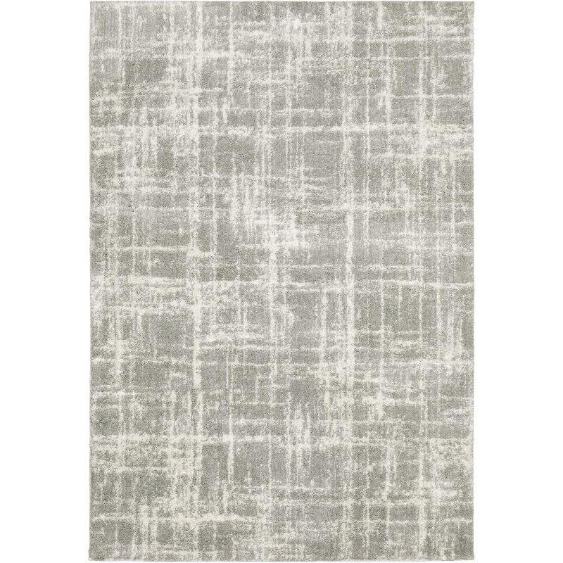 Ivory and Gray Abstract Medium Pile Indoor Area Rug