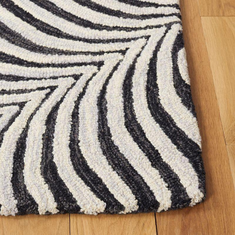 Black and Beige Hand-Tufted Wool Rectangular Area Rug