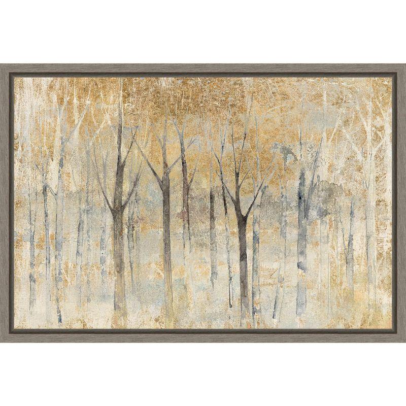 Autumn Gold Abstract Impressionist Framed Canvas Wall Art