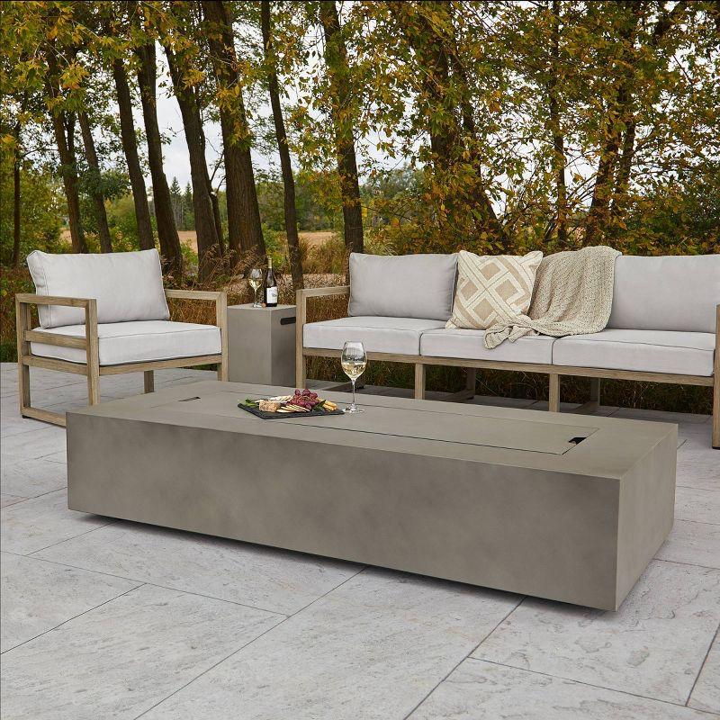 Aegean 70" Rectangle Fire Table with Natural Gas Conversion Kit - Mist Gray - Real Flame