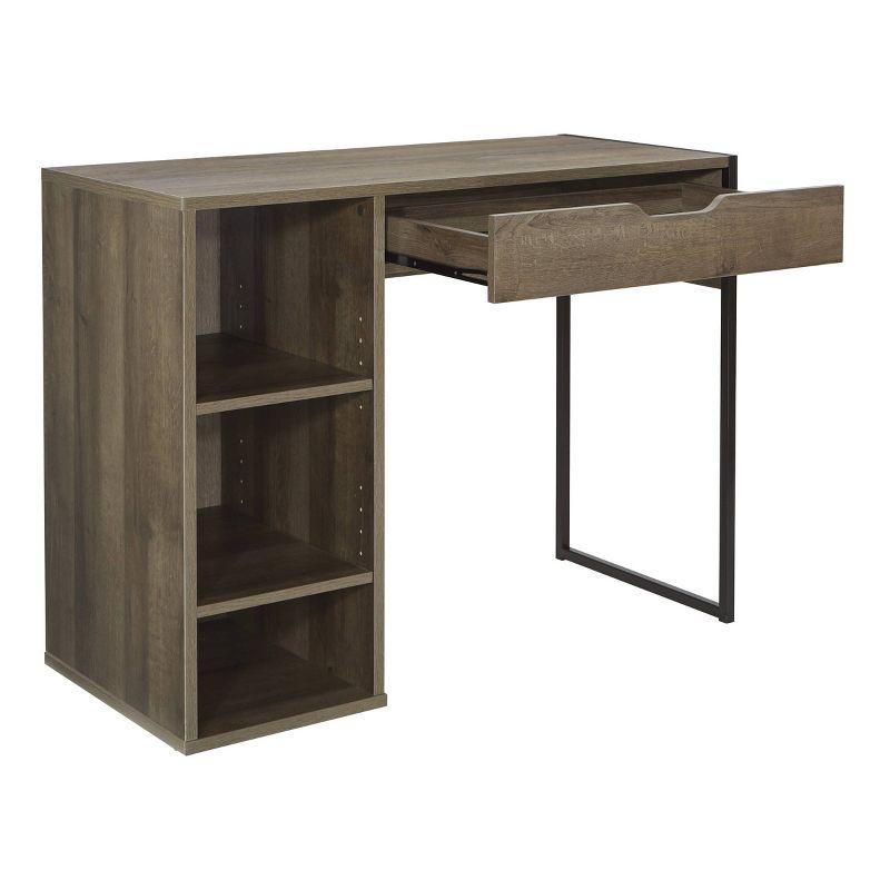 Ravel Desk Gray Oak - OSP Home Furnishings: Modern 40" Office Workstation with Storage Shelf & Drawer