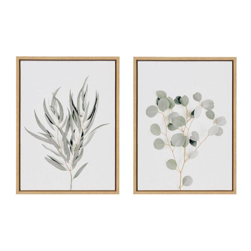 (Set of 2) 18" x 24" Sylvie Neutral Botanical 1 and 2 Framed Canvas Set Natural - Kate & Laurel All Things Decor: Modern Vertical Wall Art
