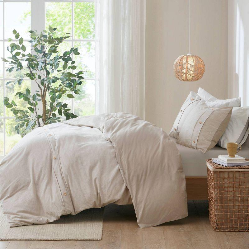 Madison Park Dover Natural Organic Cotton Oversized Duvet Cover Set Full/Queen (Set of 3)