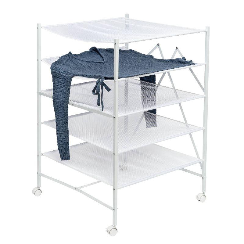 Honey-Can-Do Flat Drying Rack: Steel, Collapsible, Lay Flat to Dry, Sweater Dryer, White, 40 lb Capacity, Wheels, 23.4 Surface Area