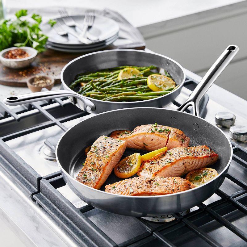 GreenPan GP5 Stainless Steel 5-PLY Healthy Ceramic Nonstick 2pc FryPan Set 10" & 12" PFAS-Free