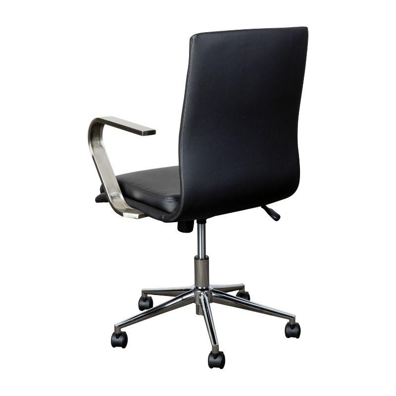 Black Faux Leather Swivel Task Chair with Chrome Base