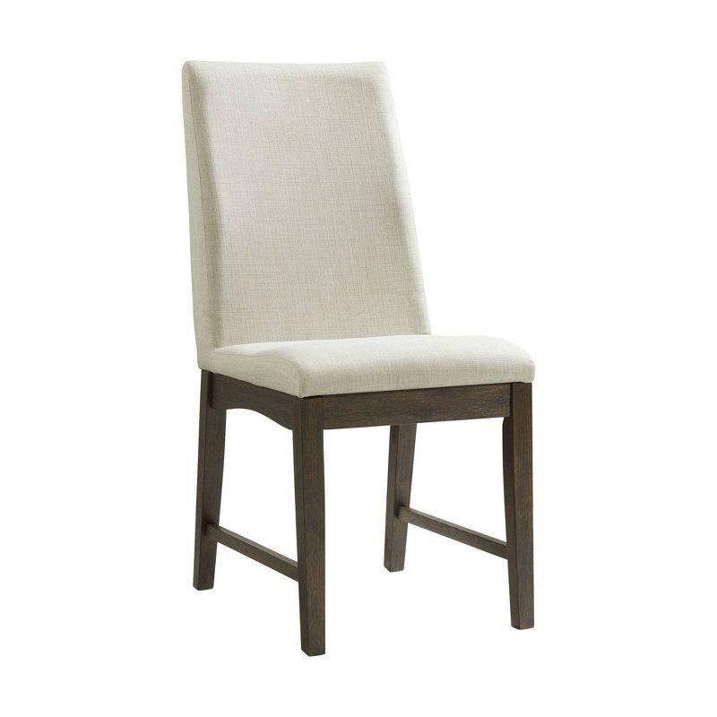 Chic Walnut Finish 5PC Dining Set with Cream Upholstered Chairs