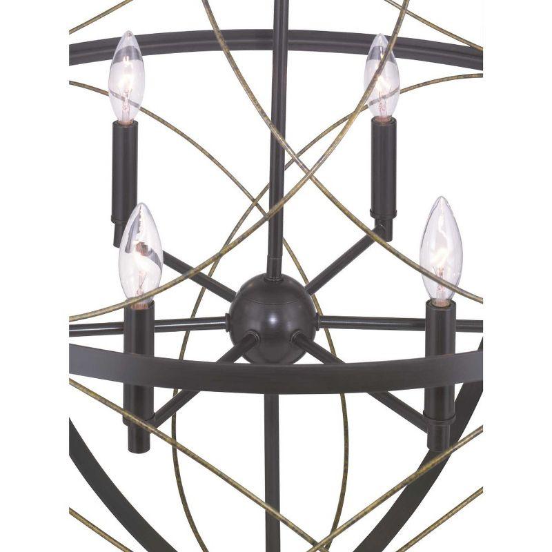 Progress Lighting Brandywine 6-Light Pendant, Antique Bronze, Steel, Farmhouse/Transitional, Hand Gilded Wire Accents