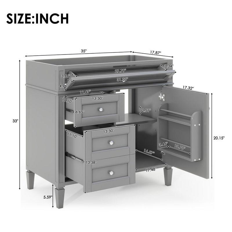 Gray Solid Wood Freestanding Bathroom Vanity with Drawers