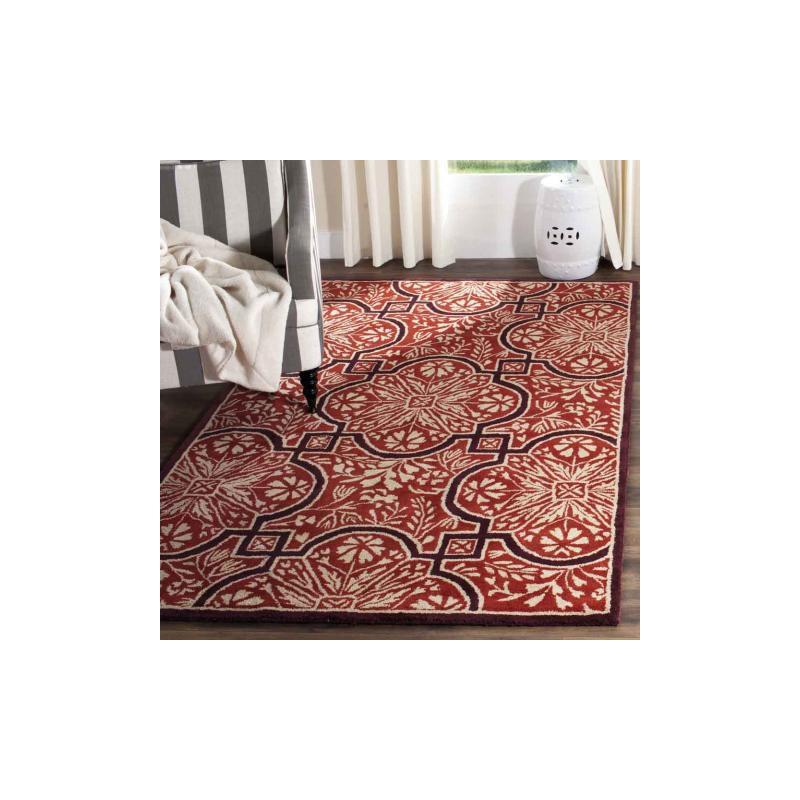 French Martha Stewart Hand Tufted Wool Floral Rug