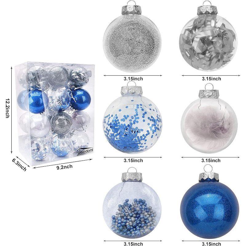 JOYFY 24Pcs 3.15'' Clear Plastic Christmas Ball Ornament Xmas Tree Delicate Decorations