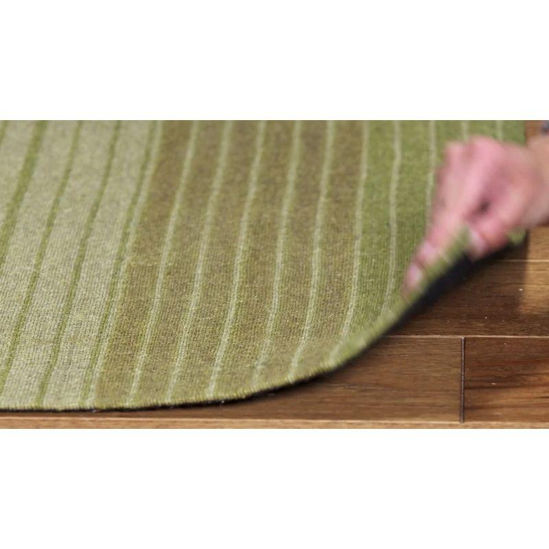 Handmade Green Wool Flat Woven Reversible Area Rug