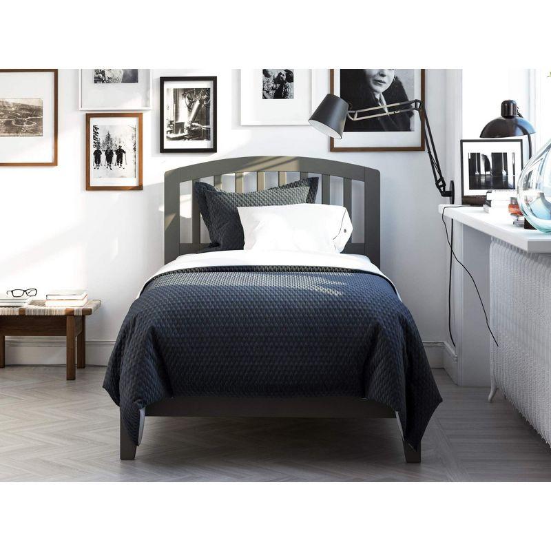 AFI Furnishings Richmond Twin Extra Long Traditional Bed with Open Footboard and Turbo Charger in Grey
