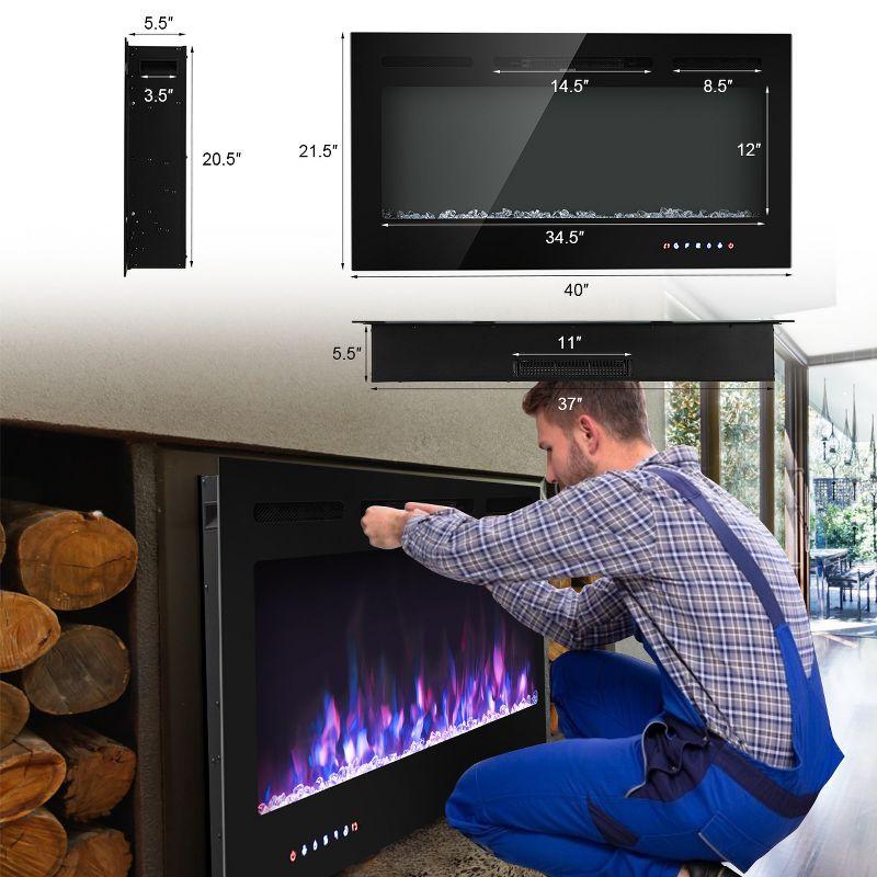 Tangkula 36"/40"/50" Recessed Electric Fireplace Wall Mounted Heater w/Remote Control 750W/1500W mode Adjustable Flame