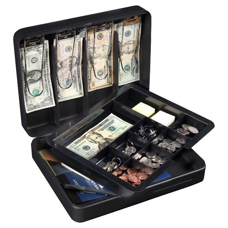 Honeywell Deluxe Steel Cash Box: Black Key Lock Safe with Removable Tray, 0.23 Volume, No Assembly Required