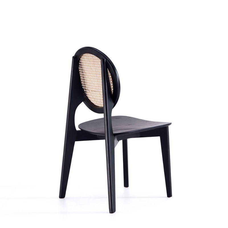 Set of 2 Versailles Round Dining Chairs Black/Natural - Manhattan Comfort: Mid-Century Modern, Ash Wood Frame, No Assembly Required