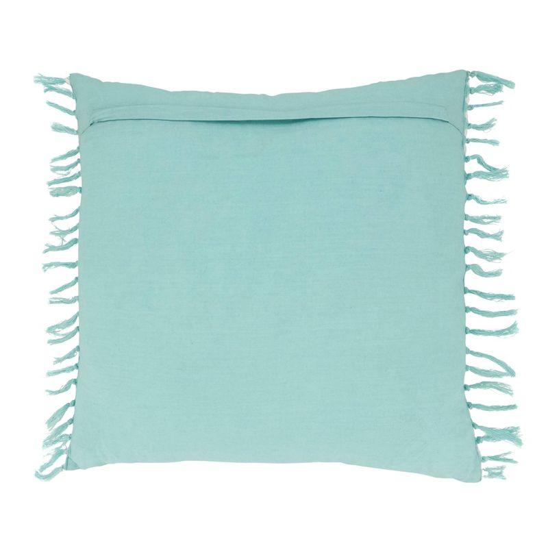 Aqua and White Cotton Corded Stripe Throw Pillow Cover