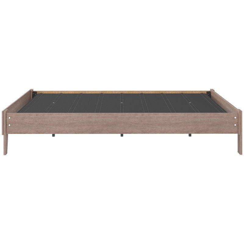 Signature Design by Ashley Queen Flannia Platform Bed Gray: Natural Finish, Wood Frame, No Box Spring Needed