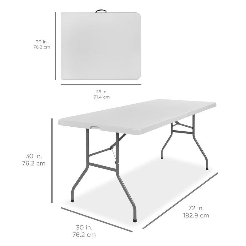 Best Choice Products 6ft Plastic Folding Table, Indoor Outdoor Heavy Duty Portable w/ Handle, Lock